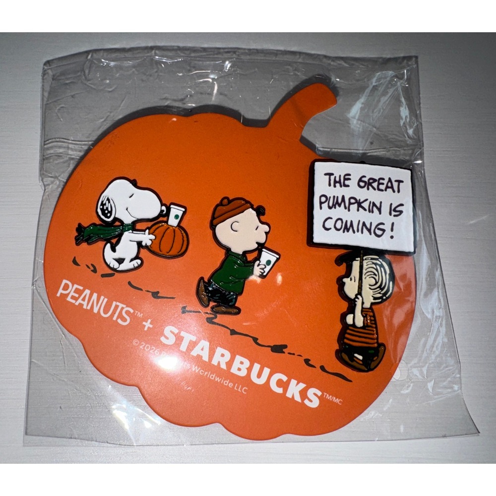 Starbucks Peanuts Snoopy Charlie Brown Great Pumpkin Enamel Pin Set New